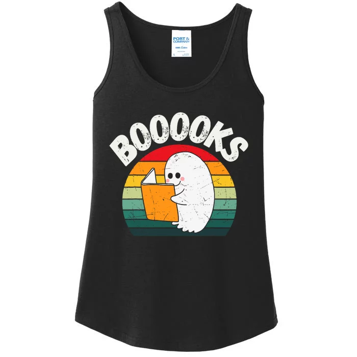 Ghost Booooks Halloween Boo Teacher And Kids Reading Books Ladies Essential Tank