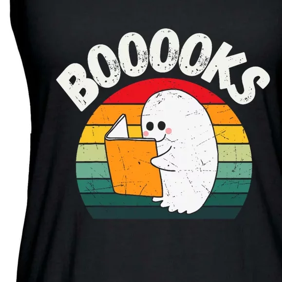 Ghost Booooks Halloween Boo Teacher And Kids Reading Books Ladies Essential Flowy Tank