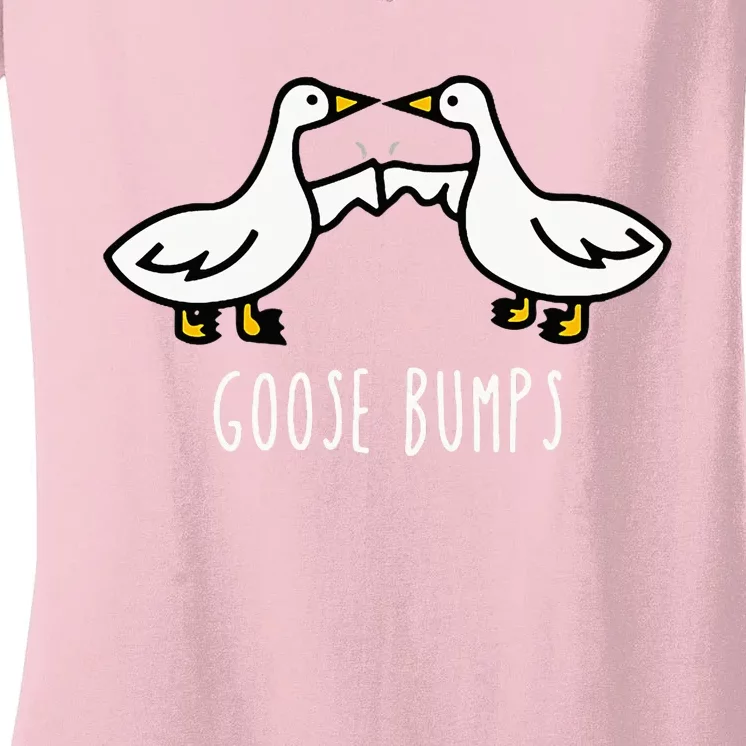 Goose Bumps Humorous Pun Design For Dad Joke Lover Women's V-Neck T-Shirt