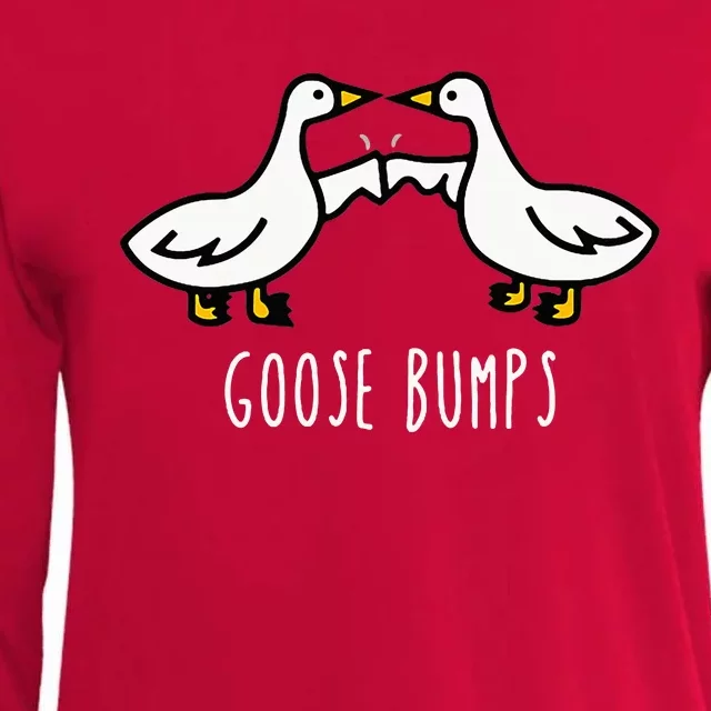 Goose Bumps Humorous Pun Design For Dad Joke Lover Womens Cotton Relaxed Long Sleeve T-Shirt