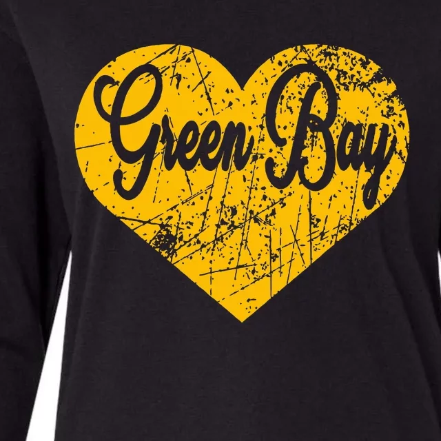 Green Bay Heart Womens Cotton Relaxed Long Sleeve T-Shirt