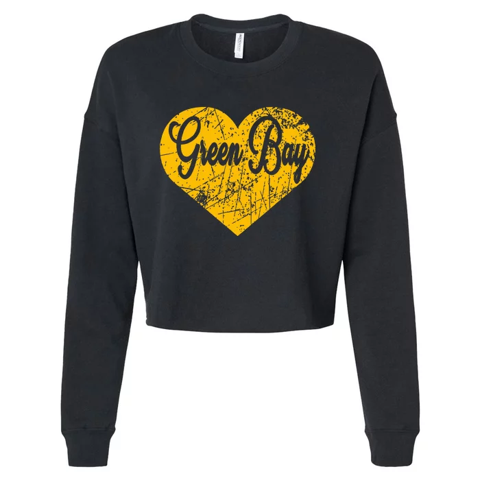 Green Bay Heart Cropped Pullover Crew