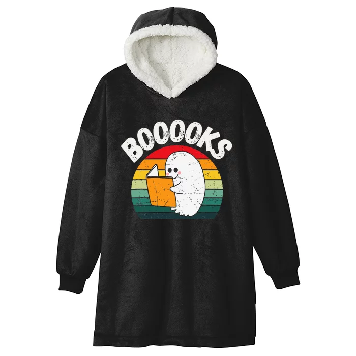 Ghost Booooks Halloween Boo Teacher And Kids Reading Books Hooded Wearable Blanket