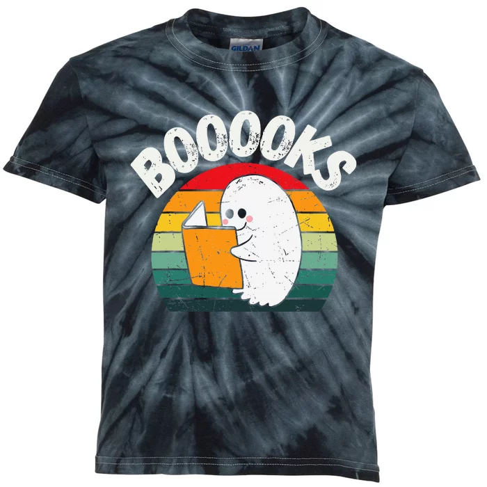 Ghost Booooks Halloween Boo Teacher And Kids Reading Books Kids Tie-Dye T-Shirt