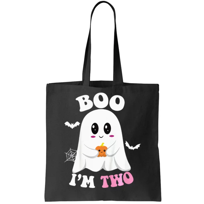 Ghost Boo I'm Two Yr 2nd Birthday Halloween Groovy Tote Bag