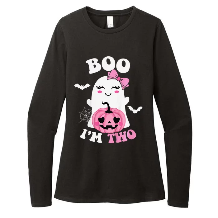 Ghost Boo IM Two Yr 2nd Birthday Halloween Groovy Womens CVC Long Sleeve Shirt