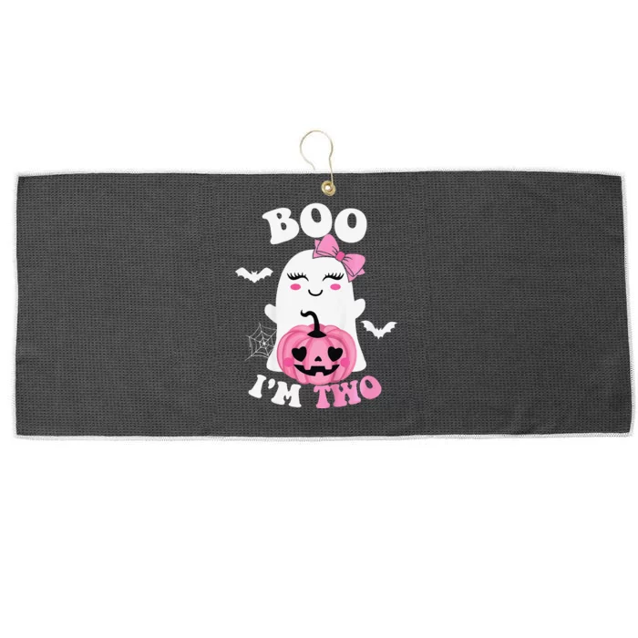 Ghost Boo IM Two Yr 2nd Birthday Halloween Groovy Large Microfiber Waffle Golf Towel