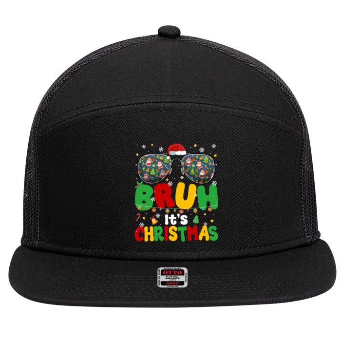 Groovy Bruh Its Christmas Xmas Santa 7 Panel Mesh Trucker Snapback Hat