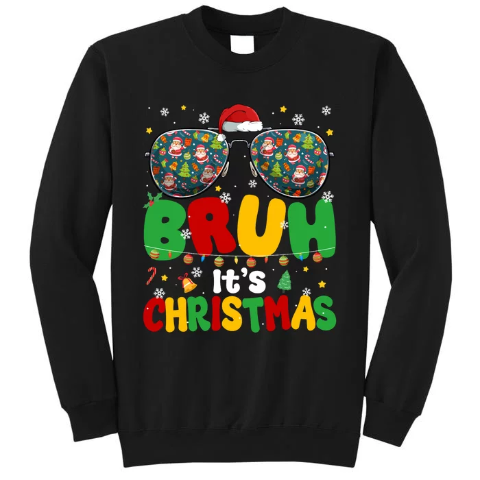 Groovy Bruh Its Christmas Xmas Santa Tall Sweatshirt