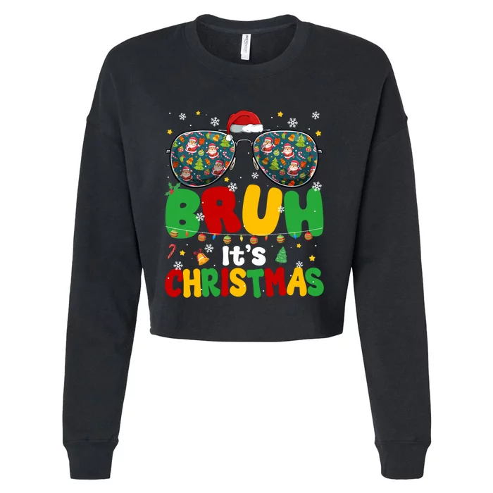 Groovy Bruh Its Christmas Xmas Santa Cropped Pullover Crew