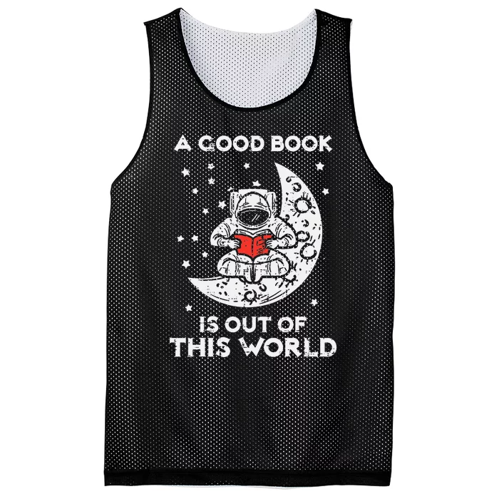 Good Book Is Out Of This World Astronaut Moon Space Bookworm Mesh Reversible Basketball Jersey Tank