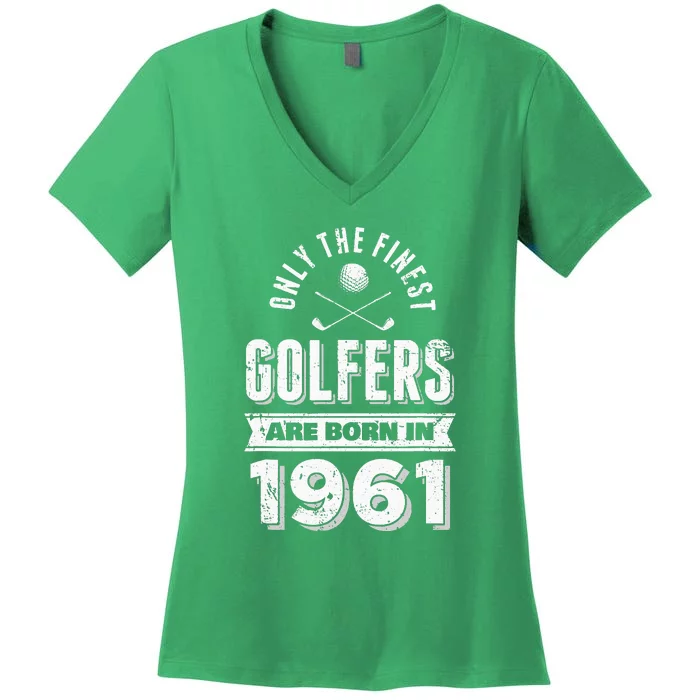 Golfer Born In 1961 60th Birthday Golfing Gift Women's V-Neck T-Shirt