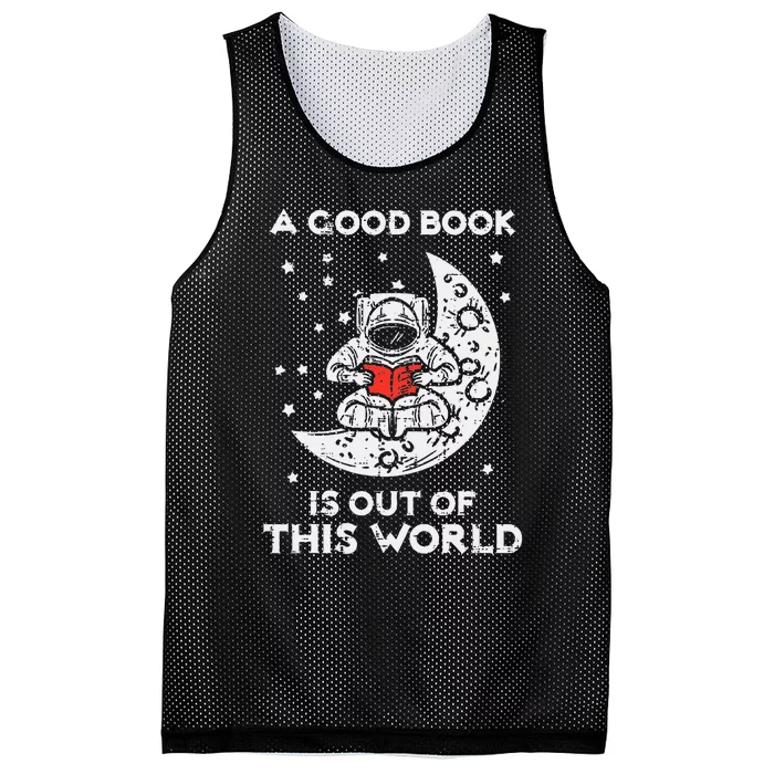 Good Book Is Out Of This World Astronaut Moon Space Bookworm Mesh Reversible Basketball Jersey Tank