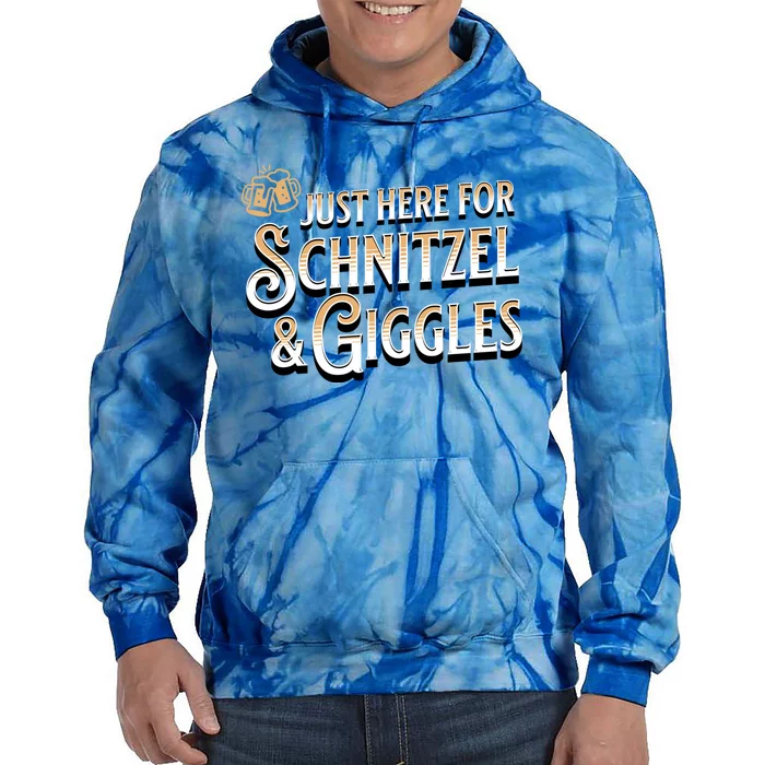 Ger Beer Just Here For Schnitzel And Giggles Oktoberfest Funny Gift Tie Dye Hoodie