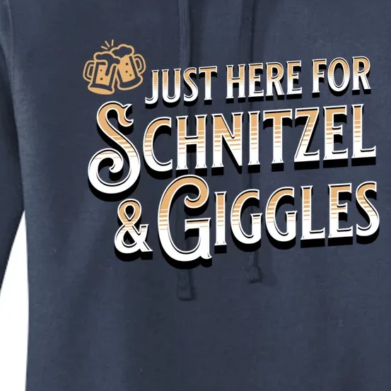 Ger Beer Just Here For Schnitzel And Giggles Oktoberfest Funny Gift Women's Pullover Hoodie