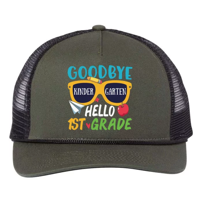 Good Bye Kindergarten Hello 1St Grade Cute Kindergarten Gift Retro Rope Trucker Hat Cap