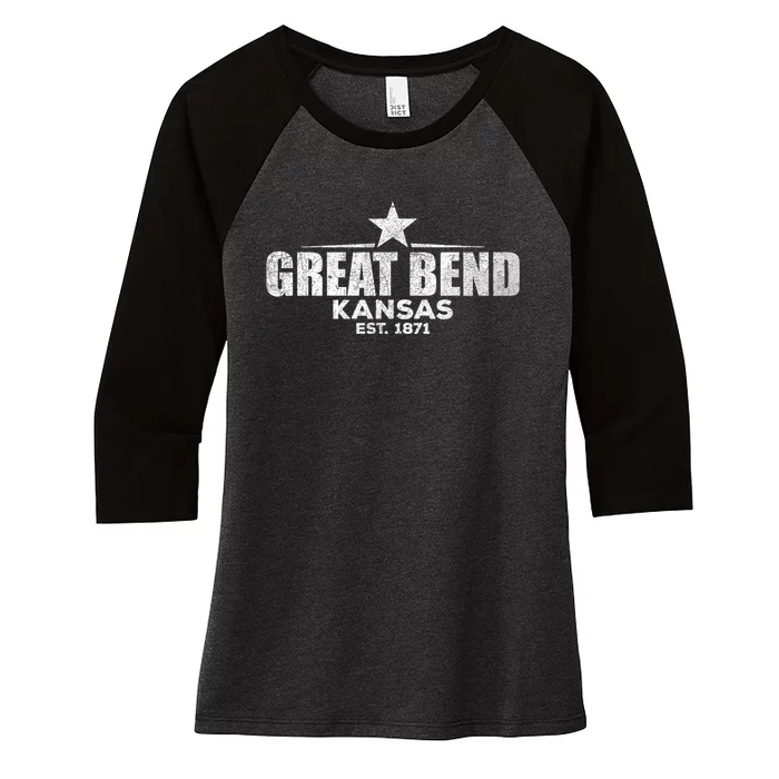 Great Bend Kansas Women's Tri-Blend 3/4-Sleeve Raglan Shirt