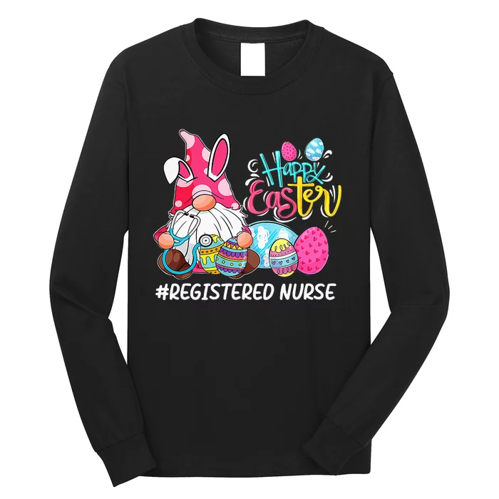 Gnome Bunny Love Registered Nurse Easter Long Sleeve Shirt