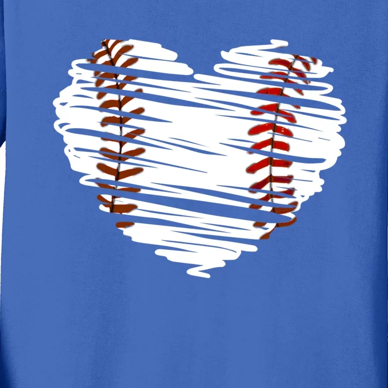 Graphic Baseball Love Heart Baseball Game Gift Kids Long Sleeve Shirt