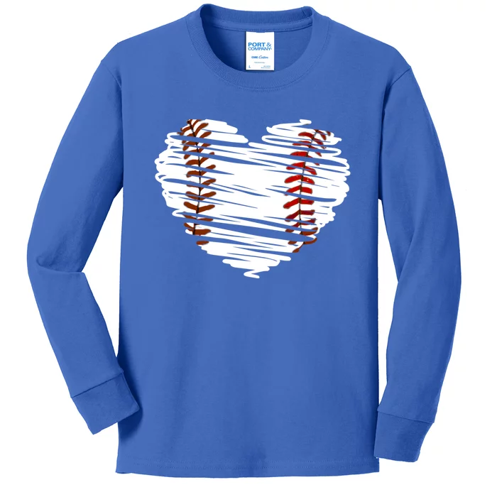 Graphic Baseball Love Heart Baseball Game Gift Kids Long Sleeve Shirt