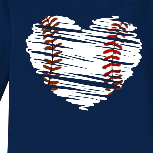 Graphic Baseball Love Heart Baseball Game Gift Baby Long Sleeve Bodysuit