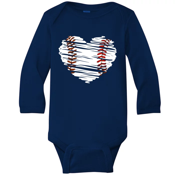 Graphic Baseball Love Heart Baseball Game Gift Baby Long Sleeve Bodysuit