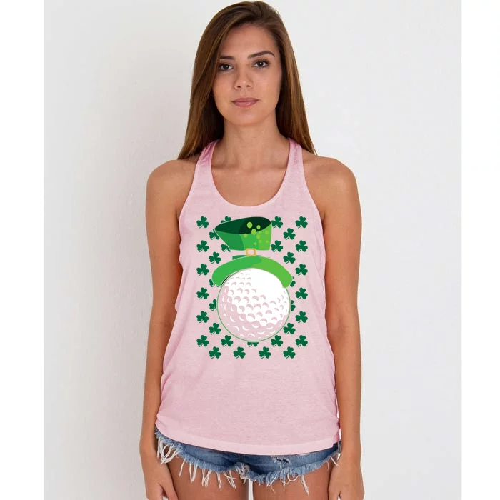 Golf Ball Leprechaun Hat St Patricks Day Sports Lover Cool Gift Women's Knotted Racerback Tank