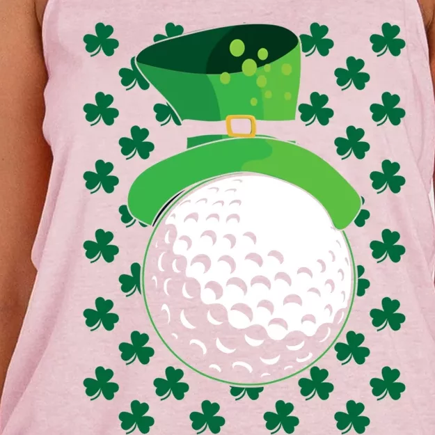 Golf Ball Leprechaun Hat St Patricks Day Sports Lover Cool Gift Women's Knotted Racerback Tank