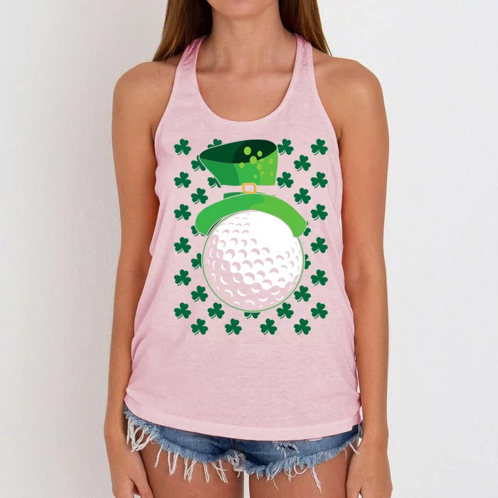 Golf Ball Leprechaun Hat St Patricks Day Sports Lover Cool Gift Women's Knotted Racerback Tank