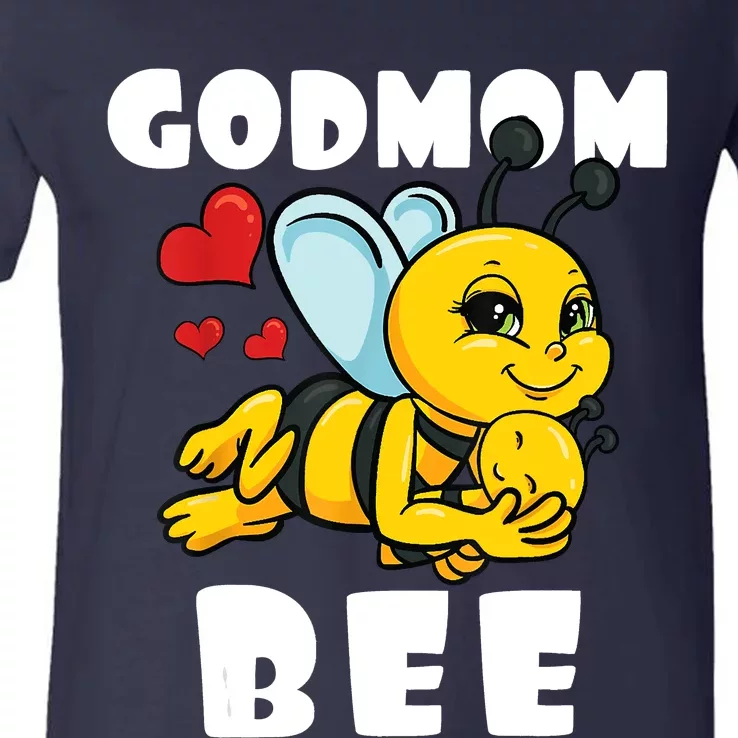 Godmom Bee Lover Matching Family Outfit Baby Announcement V-Neck T-Shirt