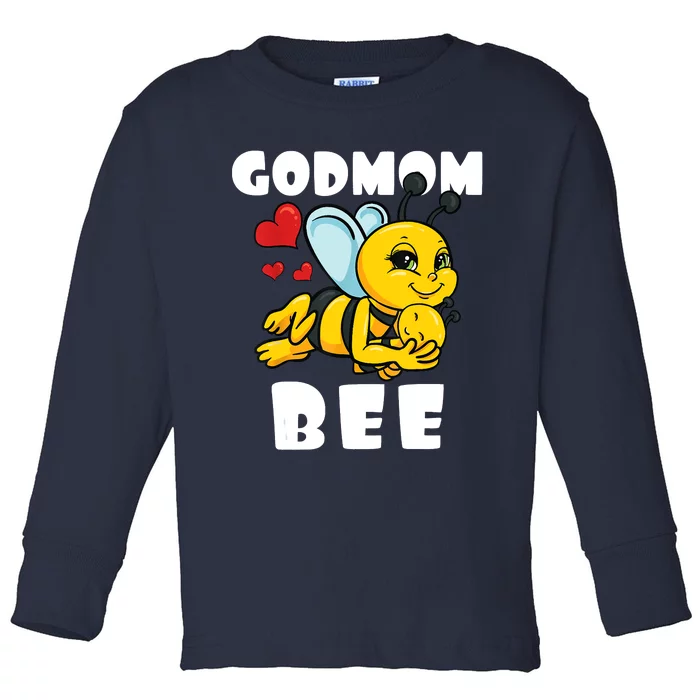 Godmom Bee Lover Matching Family Outfit Baby Announcement Toddler Long Sleeve Shirt