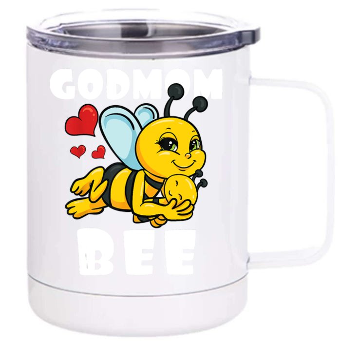 Godmom Bee Lover Matching Family Outfit Baby Announcement Front & Back 12oz Stainless Steel Tumbler Cup