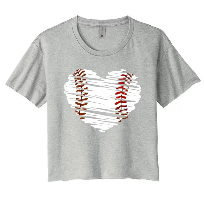 Graphic Baseball Love Heart Baseball Game Gift Women's Crop Top Tee