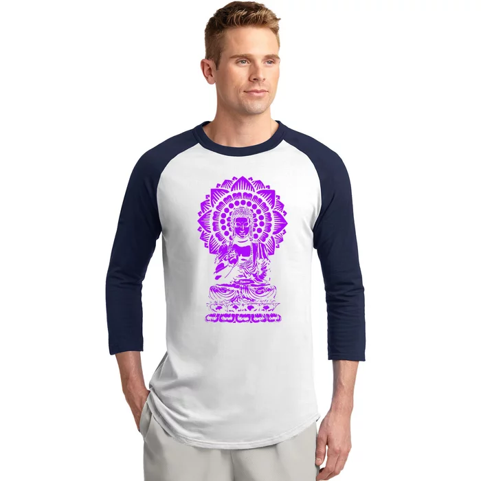 Golden Buddha Lotus Mandala Baseball Sleeve Shirt