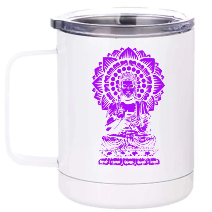 Golden Buddha Lotus Mandala Front & Back 12oz Stainless Steel Tumbler Cup