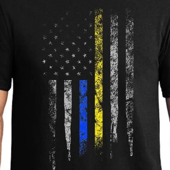 Gold Blue Line 911 Police Dispatcher First Responder Pajama Set