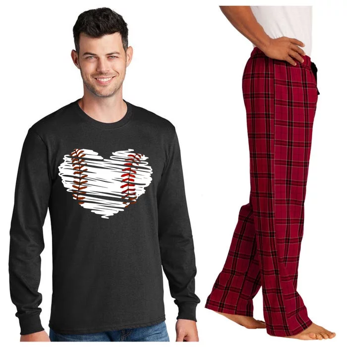 Graphic Baseball Love Heart Baseball Game Funny Gift Long Sleeve Pajama Set