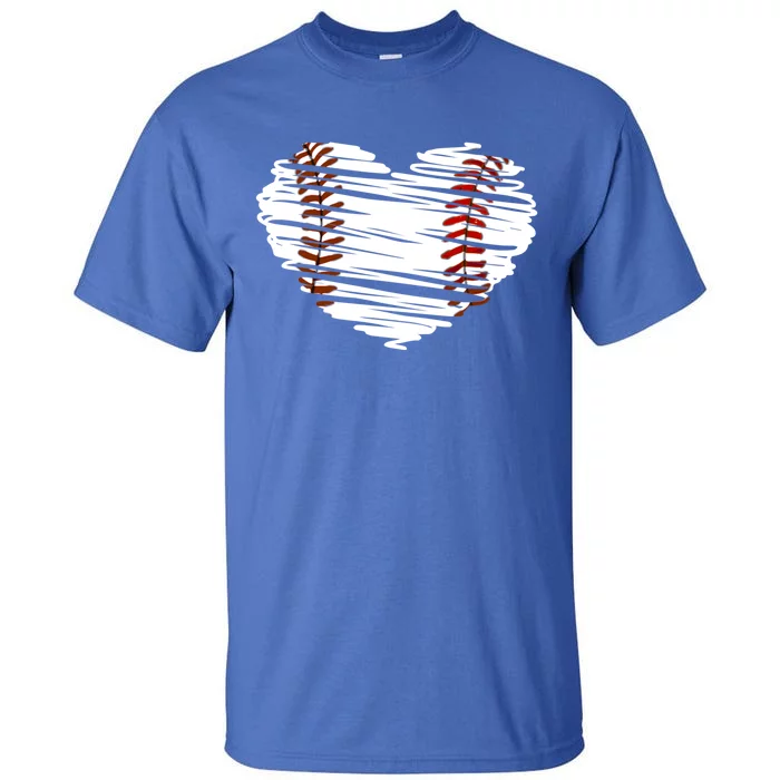 Graphic Baseball Love Heart Baseball Game Funny Gift Tall T-Shirt