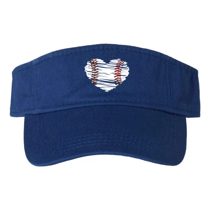 Graphic Baseball Love Heart Baseball Game Funny Gift Valucap Bio-Washed Visor