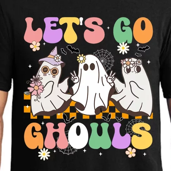 Groovy Boo Lets Go Ghouls Halloween Ghost Pajama Set