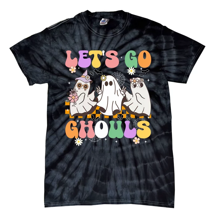 Groovy Boo Lets Go Ghouls Halloween Ghost Tie-Dye T-Shirt