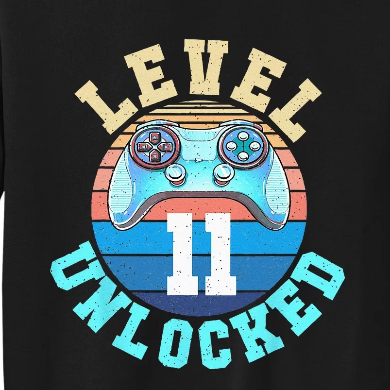 Gamer Boy Level 11 Unlocked Video Game 11th Birthday Tall Sweatshirt