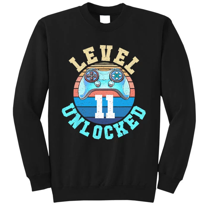 Gamer Boy Level 11 Unlocked Video Game 11th Birthday Tall Sweatshirt