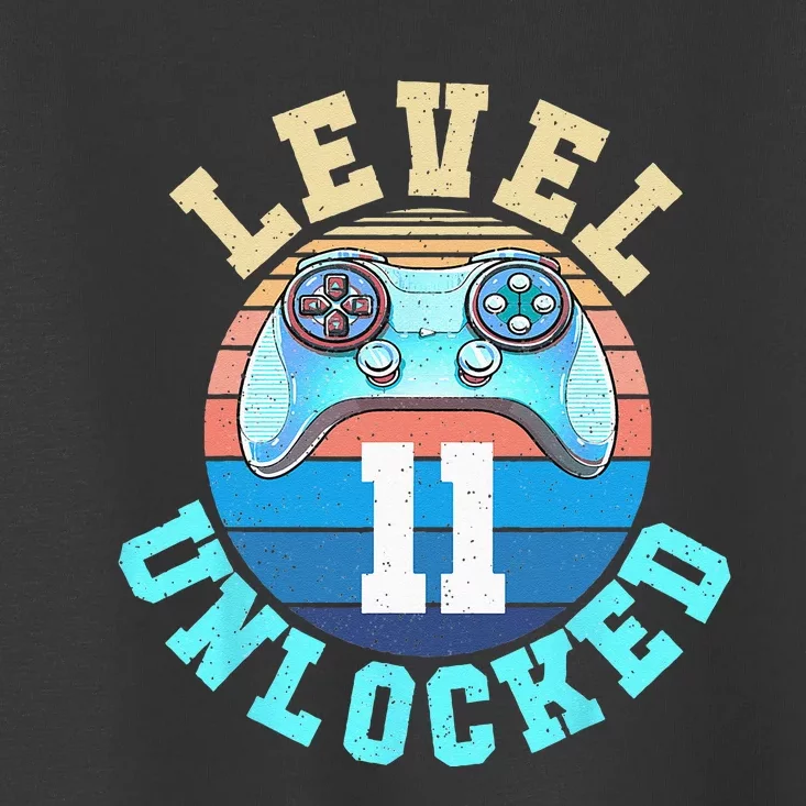 Gamer Boy Level 11 Unlocked Video Game 11th Birthday Toddler T-Shirt