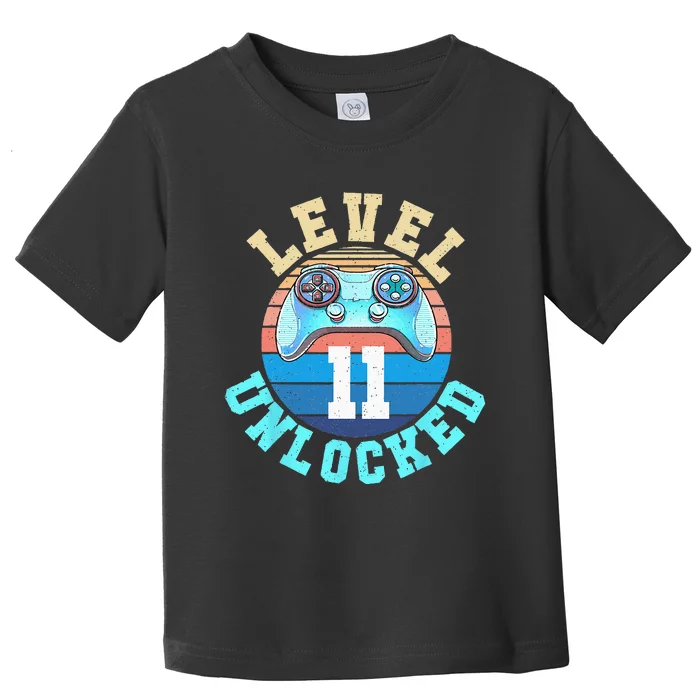 Gamer Boy Level 11 Unlocked Video Game 11th Birthday Toddler T-Shirt