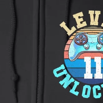 Gamer Boy Level 11 Unlocked Video Game 11th Birthday Full Zip Hoodie