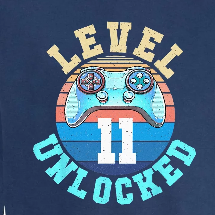 Gamer Boy Level 11 Unlocked Video Game 11th Birthday Garment-Dyed Sweatshirt