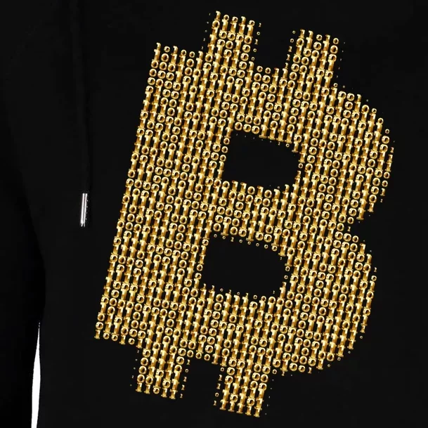 Golden Bitcoin Logo Limited Edition Womens Funnel Neck Pullover Hood