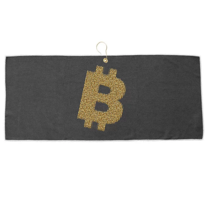 Golden Bitcoin Logo Limited Edition Large Microfiber Waffle Golf Towel