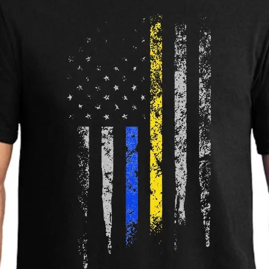 Gold Blue Line 911 Police Dispatcher First Responder Pajama Set